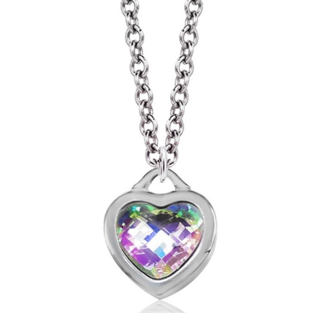 Brand New Silver/Crystal AB Heart Necklace made with Swarovski Crystals